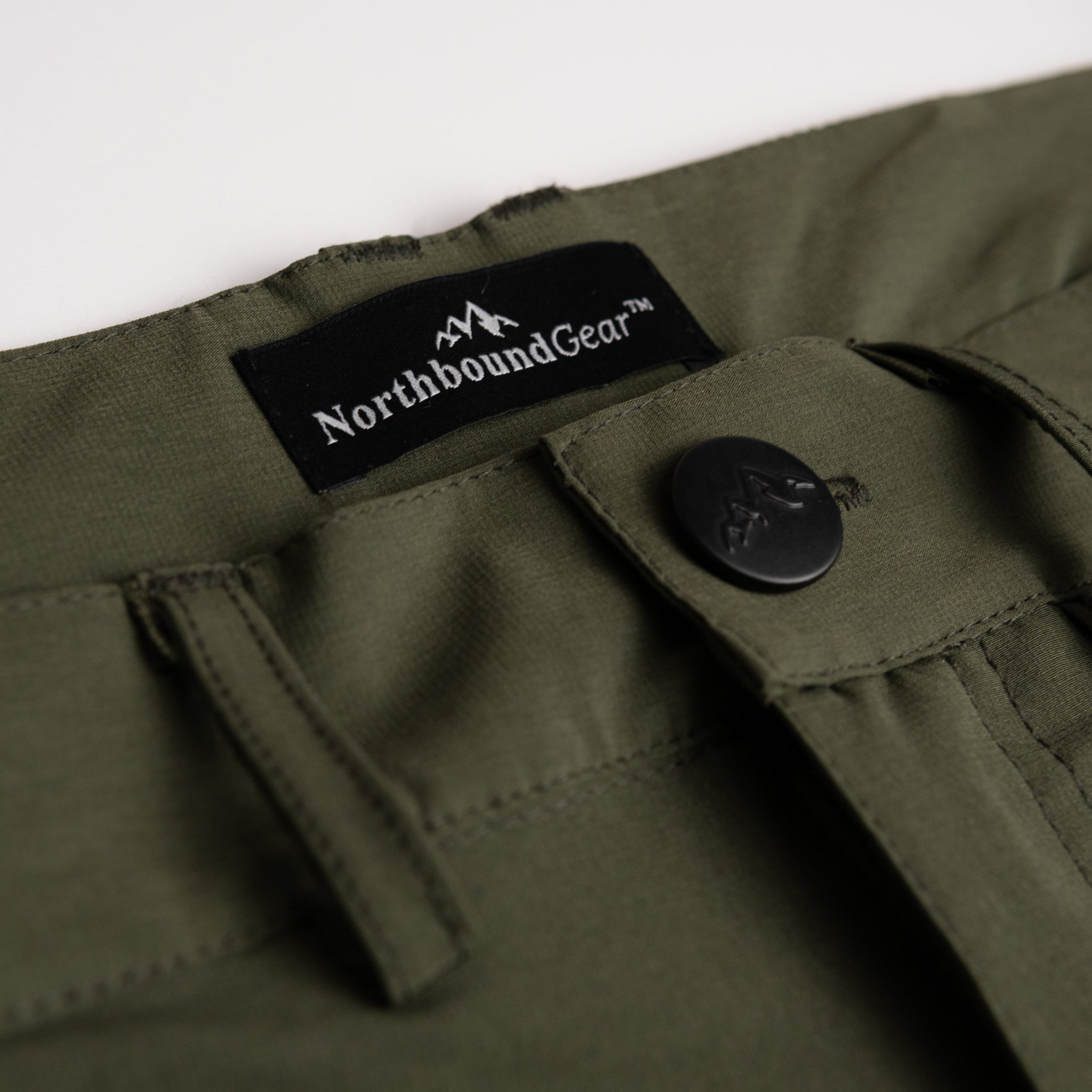 Army Green Water Resistant Cargo Pants Button