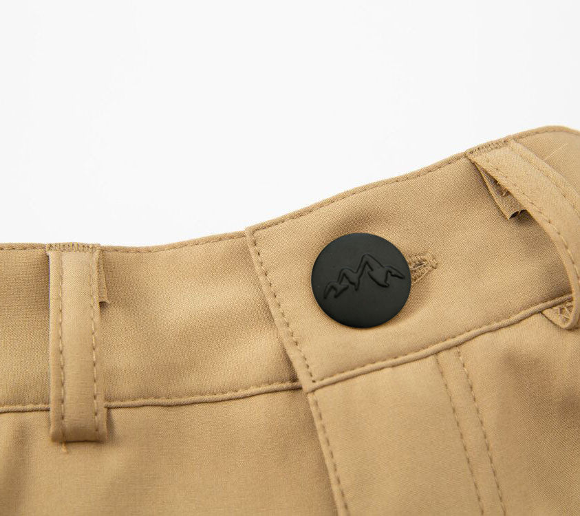 Khaki Water Resistant Cargo Pants Button