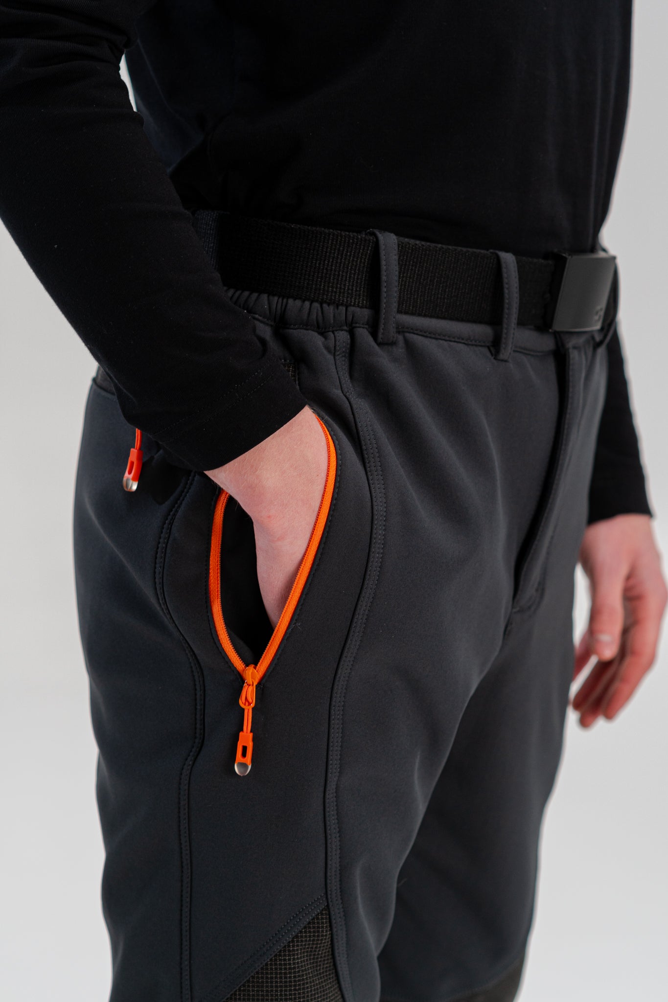 Black Water Resistant Pants Side Zip 